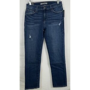 NWT Joe's Jeans Lara Mid Rise Straight Ankle Jeans Distressed Med Blue 28 X 28